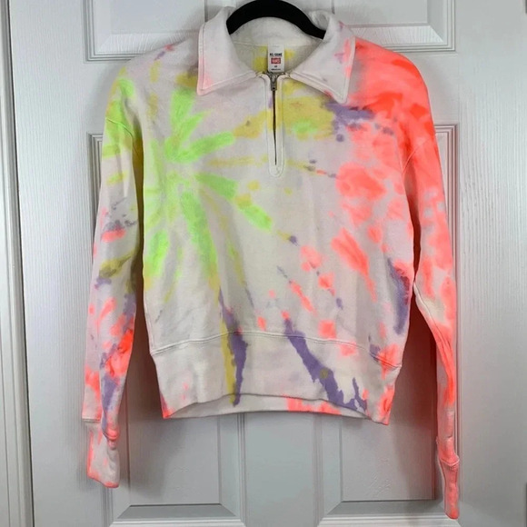NWT Re-Done Hanes tie dye 1/4 zip pullover sz xs - Picture 1 of 6
